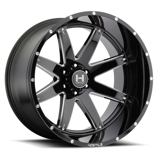 [H109-2010513947B] 20X10 HOSTILE 109 5X139 -19MM (87MM) BLADE CUT (GLOSS BLACK MILLED)