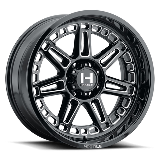 [H124-2010613547B] 20X10 HOSTILE H124 6X135 -19MM C.B 87MM BLADE CUT (GLOSS BLACK MILLED)