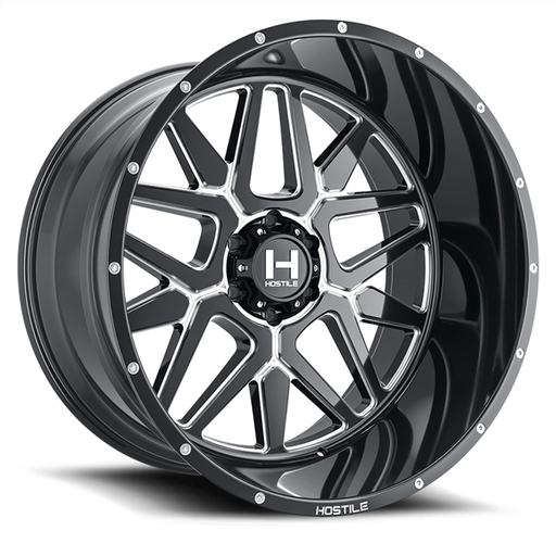 [H128-2090655050B] 20X9 HOSTILE H128 6X139.7 00MM C.B 106.1MM BLADE CUT (GLOSS BLACK MILLED)
