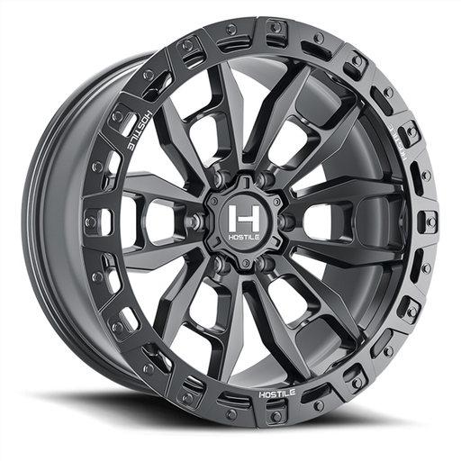 [H130-20906155050A] 20X9 HOSTILE H130 6X139.7 1MM C.B 106.1MM ASPHALT (SATIN BLACK)