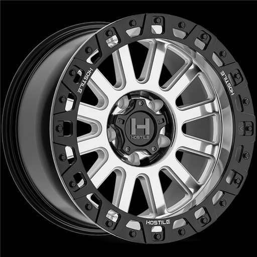 [H139-1790512745M] 17X9 HOSTILE H139 5X127 -12MM C.B 78MM SILVER MACHINED SATIN BLACK RING