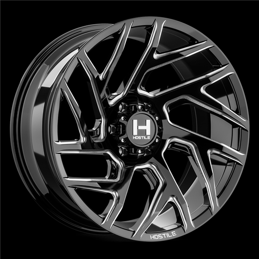 [H141-2010655047B] 20X10 HOSTILE H141 6X139.7 -19MM C.B 106.1MM BLADE CUT (GLOSS BLACK MILLED)