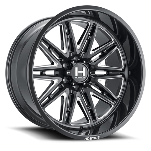 [H126-2012655047B] 20X12 HOSTILE H126 6X139.7 -44MM C.B 106.1MM BLADE CUT (GLOSS BLACK MILLED)