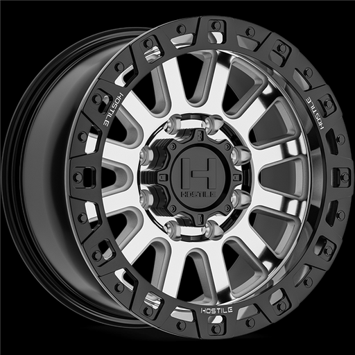 [H139-2090817050M] 20X9 HOSTILE H139 8X170 1MM C.B 125.2MM SAILVER MACHINED SATIN BLACK RING
