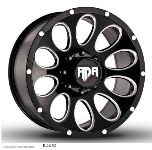 [RD022211] RDR02-M 22X10+12 5X139.7 C.B-108 MACHINED/BLACK(ROCKY)-MFB+MW+ME