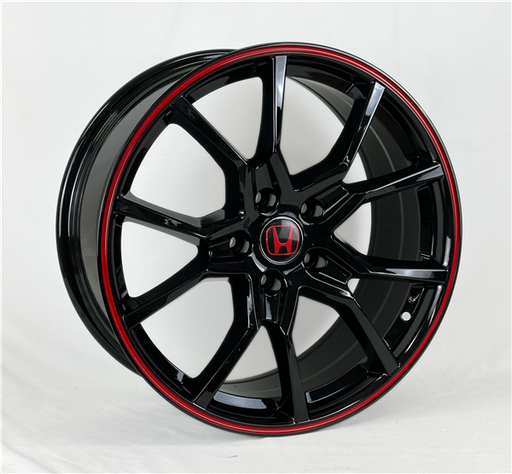 [AO30123177000+35GBR] AO30123 HONDA "TYPE R STYLE" REPLICA 17X7+35 4X100 C.B 64.10 GLOSS BLACK RED