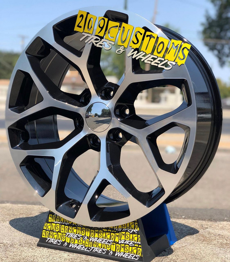 [2112229047+25BMF] 2112 SNOWFLAKE CHEVY REPLICA 22X9+25 6X139.7 C.B 78.10 BLACK MACHINE FACE