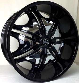 [K918-229534+30B+CI] K9 K918 22X9.5+30 6X135+6X139.7 C.B 87.1 BLACK W/CHROME INSERTS