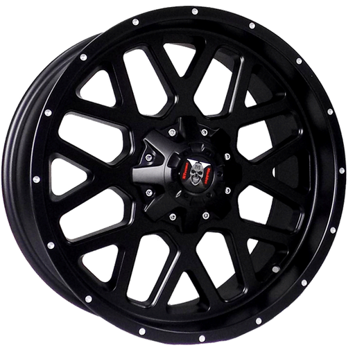 [A863200934+0GBM] XTREME MUDDER XM-303 A863 20X9+0 6X135+6X139.7 C.B 108.10 GROSS/SATIN BLACK MILLING DOTS