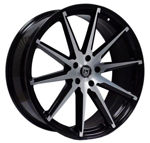 [E12192210505+38BMF] ELEGANTE E-02 1219 22X10.5+38 5X112 C.B 66.56 BLACK MACHINE FACE