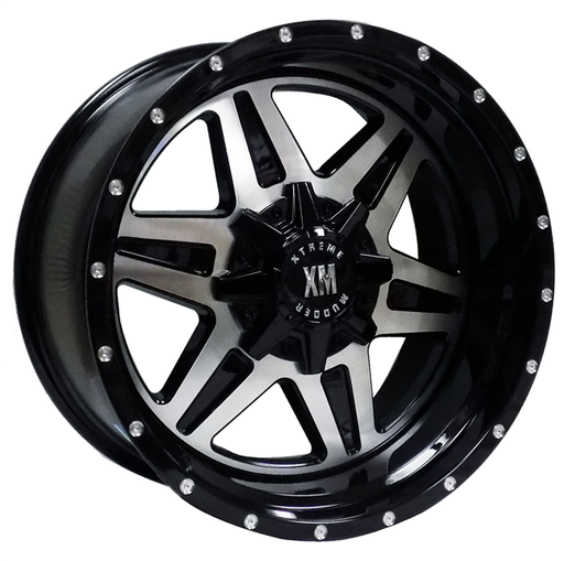 [XM317221047-24GBPFMR] XTREME MUDDER XM-317 E18 22X10-24 5X139.7+5X150 C.B 110 GLOSS BLACK POLISH FACE MILLING RIVET