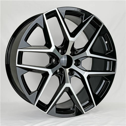 [2142229047+28BMF] 2142 REPLICA 22X9+28 6X139.7 C.B 78.10 BLACK MACHINE FACE
