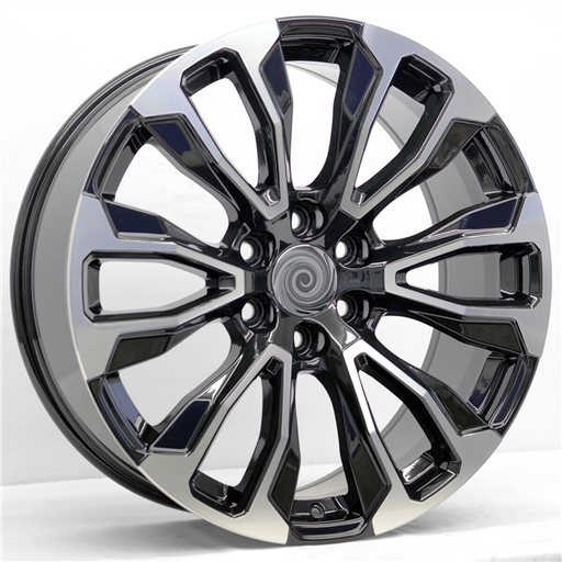 [2119229047+31BMF] 2119 CHEVY, GMC, CADILLAC REPLICA 22X9+31 6X139.7 C.B 78.10 BLACK MACHINE FACE