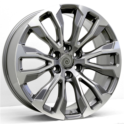 [2119229047+31GMF] 2119 CHEVY, GMC, CADILLAC REPLICA 22X9+31 6X139.7 C.B 78.10 GUNMETAL MACHINE FACE
