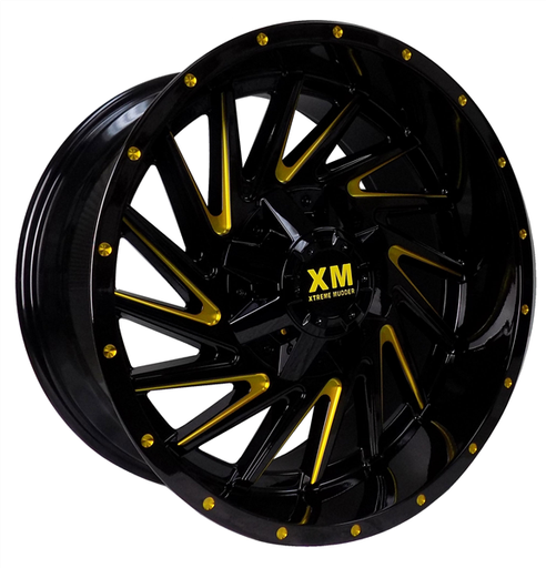[XM316201076+0GBYM] XTREME MUDDER XM-316 1241 20X10+0 5X115+5X127 C.B 78.10 GLOSS BLACK YELLOW MILLED