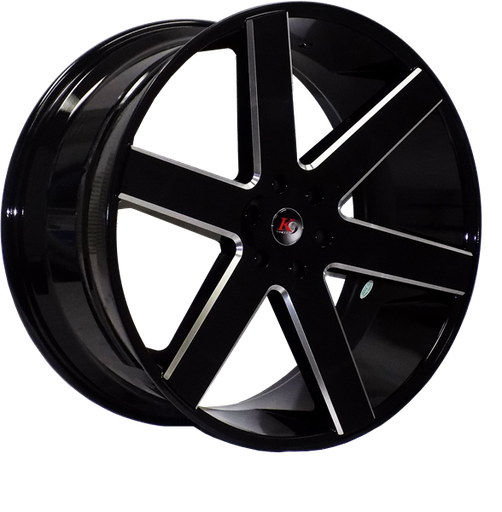 [K96198229547+30GBMW] K9 6198 22X9.5+30 6X139.7 C.B 78.10 GLOSS BLACK MILLED WINDOW