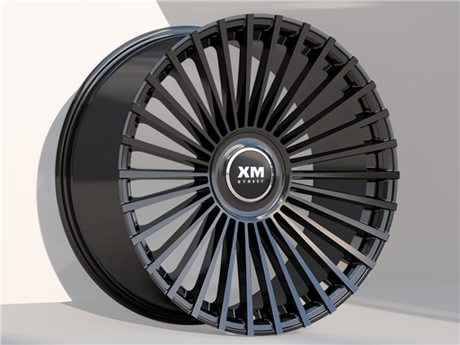 [XM612228524+35GB] XM STREET XM-612 22X8.5+35 5X112+5X114.3 C.B 73.10 GLOSS BLACK *FLOW FORMING**FLOATING CAP*