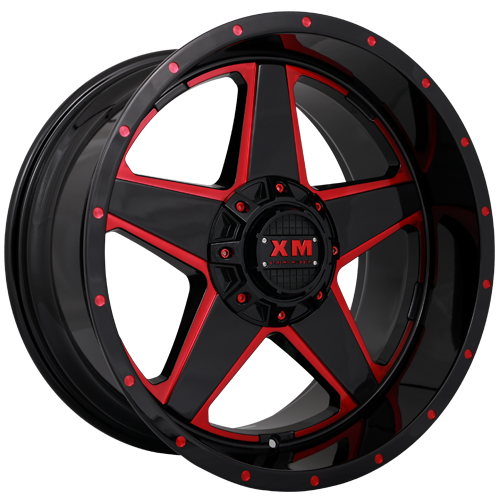 [XM315221234-44GBRM] XTREME MUDDER XM-315 A0099 5361 22X12-44 6X135+6X139.7 C.B 106 GLOSS BLACK RED MILLED*SPECIAL*