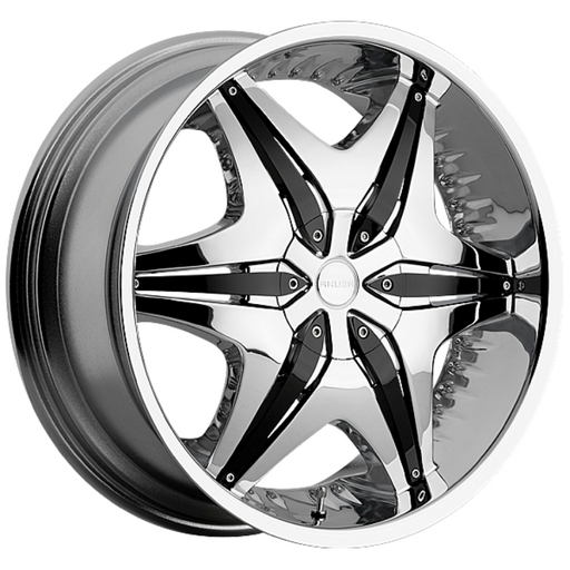 [AKA712085055+35C] AKUZA 712 22X8.5+35 5X115+5X120 C.B 74.1 CHROME/BLACK INSERTS