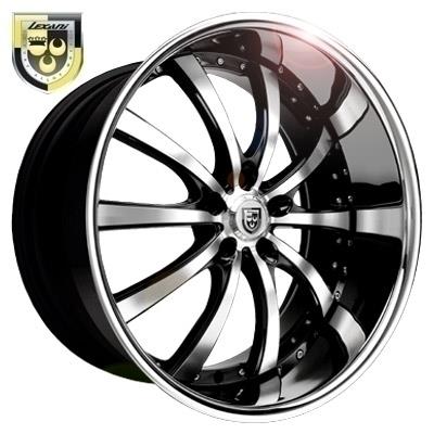[642-2210-15-20SS] LEXANI LSS-10 22X10+20 5X115 CB 74.1 BLACK MACHINED W/ STAINLESS LIP