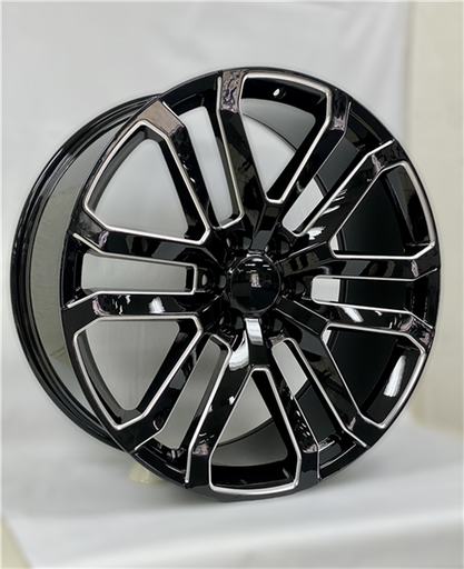 [LT003229047+31GBM] REPLICA LT003 GMC/CHEY REPLICA 22X9+31 6X139.7 C.B 78.10 GLOSS BLACK MILLED