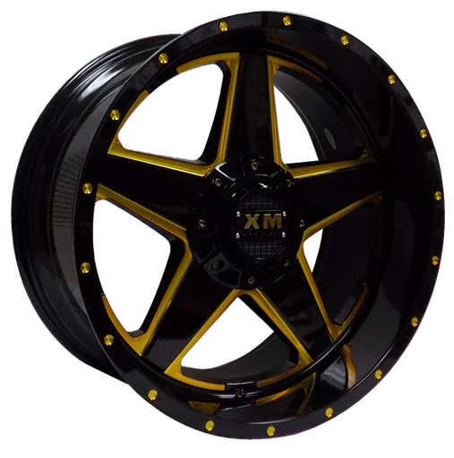 [XM315201076+0GBYM] XTREME MUDDER XM-315 5361 20X10+0 5X115+5X127 C.B 78.10 GLOSS BLACK YELLOW MILLED