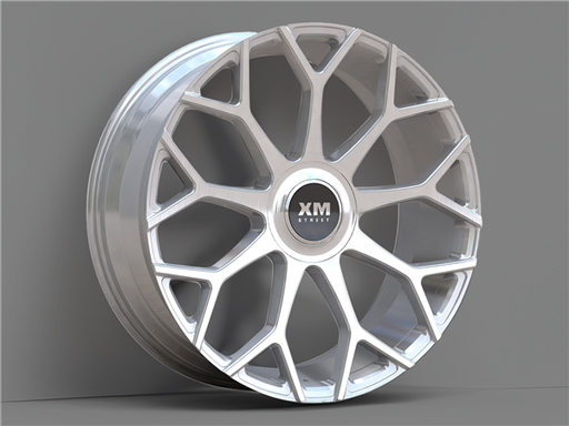 [XM608X228581+15SB] XM STREET XM-608X 22X8.5+15 5X115+5X127 C.B 74.10 SILVER BRUSHED *FLOATING CAP*