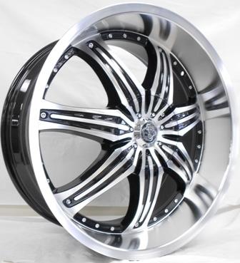 [K412-229529+15MB] K9 K412 22X9.5+15 5X127+5X135 C.B 87.10 BLACK MACHINE FACE + MACH LIP