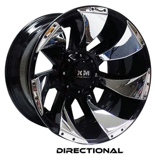 [XM326221270-44GBCD] XTREME MUDDER XM-326 22X12-44 5X114.3+5X127 C.B 78.10 GLOSS BLACK CHROME DIRECTIONAL INSERTS