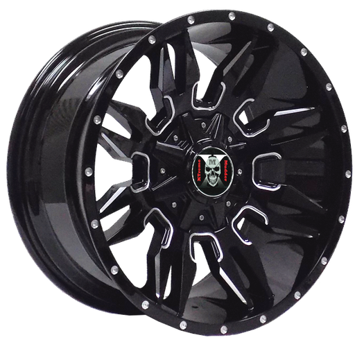 [A0084201076+0GBM] XTREME MUDDER XM-320 A0084 20X10+0 8X170 C.B 124.90 GLOSS BLACK MILLING+BIG CAP