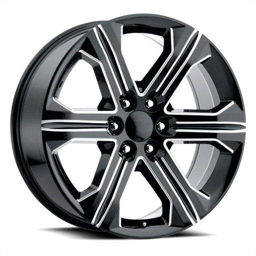 [SMX220315+24BME] SMX 2203-B-ME GMC SIERRA /CHEVY REPLICA 22X9+24 6X139.7 C.B 77.89 BLACK MILLED EDGE