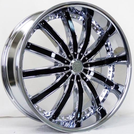 [W809-22927+15CH+BI] WUCCI W809 22X9+15 5X115+5X120 C.B 73.10 CHROME BLACK INSERTS**SPECIAL PRICE** FINAL SALE