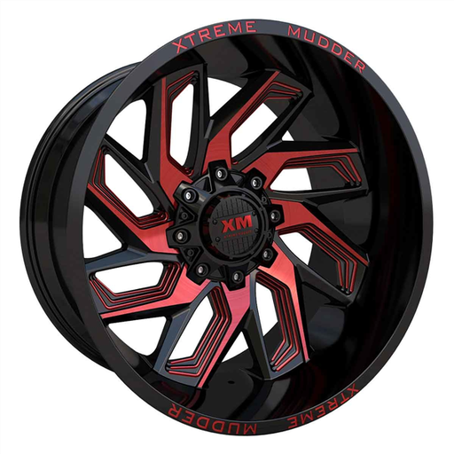 [XM343201074-18GBRM] XTREME MUDDER XM-343 20X10-18 5X139.7+5X150 C.B 110 GLOSS BLACK RED MILLED