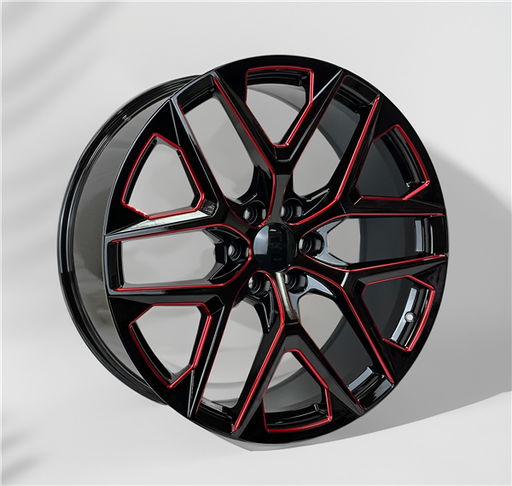 [2142241047+31BMR] 2142 REPLICA 24X10+31 6X139.7 C.B 78.10 BLACK MILLED RED LINE