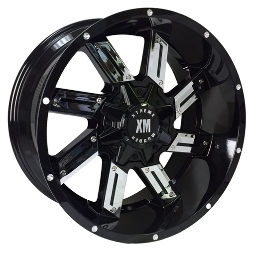 [XM319201276-44GBC] XTREME MUDDER XM-319 20X12-44 5X115+5X127 C.B 78.10 GLOSS BLACK CHROME INSERT