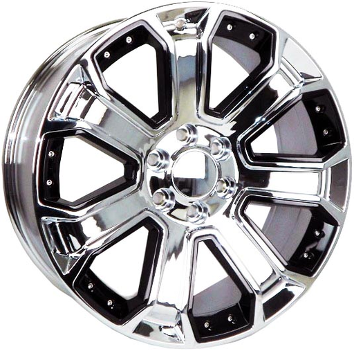 [G0622915+31CB] G06 [GMC, CHEVY REPLICA] 22X9+31 6X139.7 C.B 78.10 CHROME WITH BLACK INSERTS**SPECIAL**