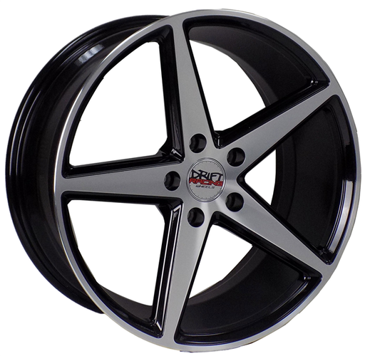 [50423188008+33BMFM] DRIFT RACING 50423 18X8+35 5X120 C.B 72.60 BLACK MACHINED FACE & MILLING CAP [#C003]