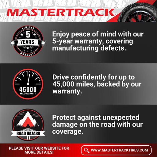 [MASTRT004] LT275/70R18 MASTERTRACK BADLANDS R/T 125/122Q 10PLY45K + ROAD HAZARD